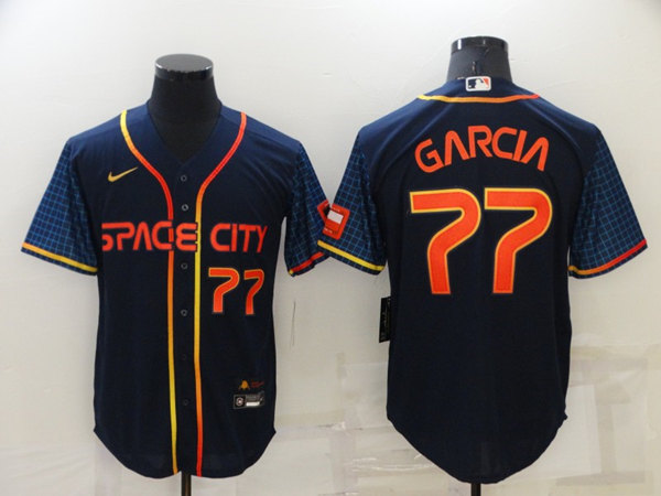 Men's Houston Astros #77 Luis Garcia 2022 Navy City Connect Cool Base Stitched Jersey